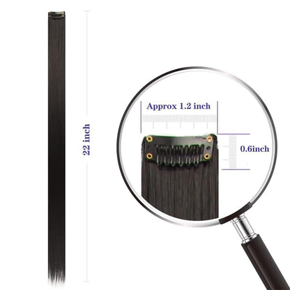 EZ LIVING Straight One Color Hair Streak, 4pcs Hair Extensions, Hair Colour Strips, Artificial Hair For Women, Hair Wig For Women And Girls (Black)