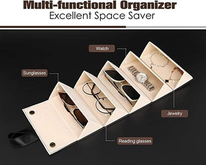EZ LIVING Sunglasses Organizer 5 Slots Compact Travel Glasses Case Multiple Pairs Eyeglasses Storage Box Hanging and display Eyewear Holder