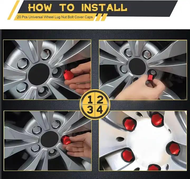 EZ Living 20pcs Black Color nut Wheel for tire Bolt Protection 17mm Wheel Nut Socket Tire Lug Nut Tool Impact Socket for Wheel Nuts Car Wheel Nut Wrench Tire Nut Driver