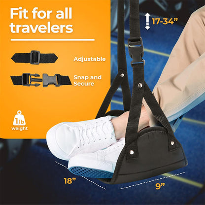 EZ LIVING Airplane Foot Hammock Foot Rest for Flight With Storage Bag - Portable Folding Travel Footrest for Planes, Office, Under Desk
