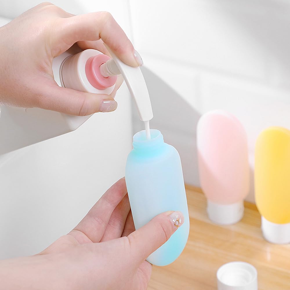 EZ LIVING Travel Toiletry Bottles Kit - 3Pcs 60Ml Leak Proof Refillable Silicone Squeeze Containers for Toiletries - Multicolor