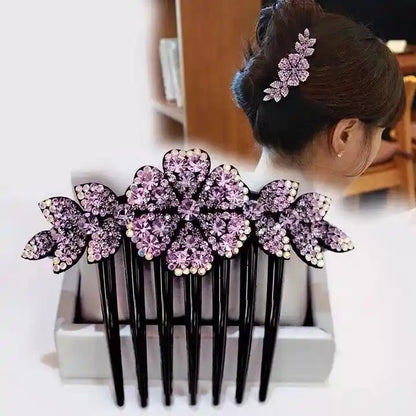 EZ LIVING 1pcs purple floral comb hair clip for women and girls hair pin side comb Stunning Flower Hair Comb Pins for Effortless Elegance Styling with Hair Clips for Women