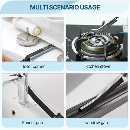 EZ LIVING 3Pcs Gap Cleaning Brush with Long Handle - Hard Bristle Crevice Cleaner for Home & Kitchen, Wash Basin, Sink, Sliding Window, Stove, Toilet Seat, Gas - Small Scrub Brush for Deep Cleaning