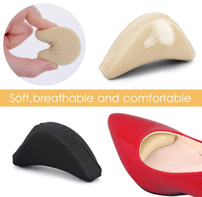 EZ LIVING 4 Pair/8 PCS Soft Shoe Fillers for Women Adjustable Tightener Pads Reusable Insoles for Loose Shoes(Black and Beige)