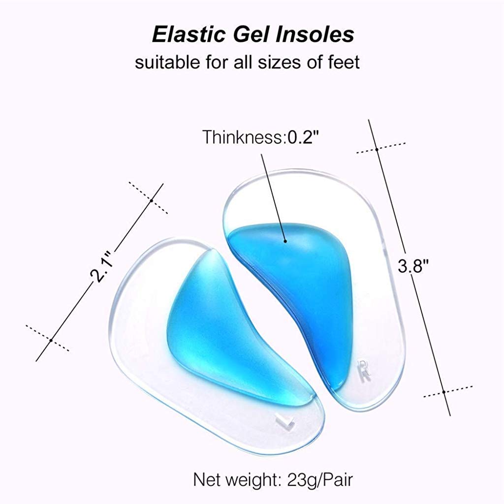 EZ LIVING 2 Pairs Arch Support Insoles Fits for Flat Feet & Plantar Fasciitis Orthotic Arch Pads for Women and Men, Gel High Cushion Insert, One Size Fits All