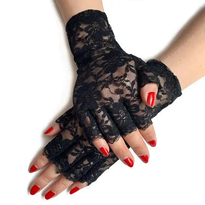 EZ LIVING 1 pair ladies lace gloves for women and girls for half finger Stunning Half Finger Lace Gloves for Your Bridal Ensemble