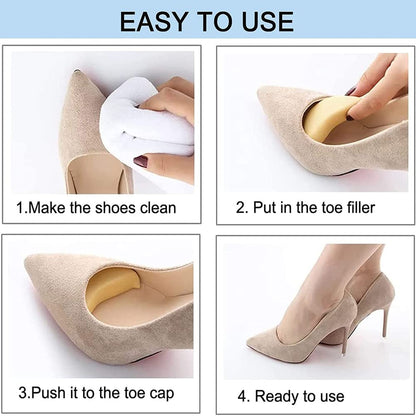 EZ LIVING 4 Pair/8 PCS Soft Shoe Fillers for Women Adjustable Tightener Pads Reusable Insoles for Loose Shoes(Black and Beige)