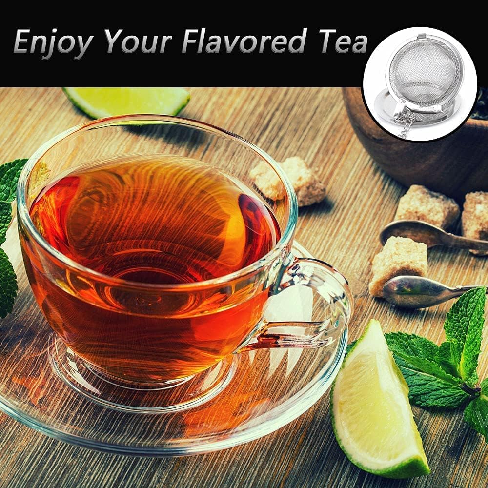 EZ LIVING Stainless Steel Tea Ball Strainer Mesh Infuser Filter Reusable Spice Filter Ball Herbs Infuser with Extended Chain Hook for Loose Leaf Tea & Spices Seasoning (Small 2 Pcs)