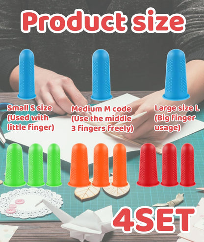EZ LIVING 12Pcs Finger Protector for Cutting Vegetables, 4 Sets Silicone Finger Gloves for Guitar and Kitchen, 3 Sizes Included