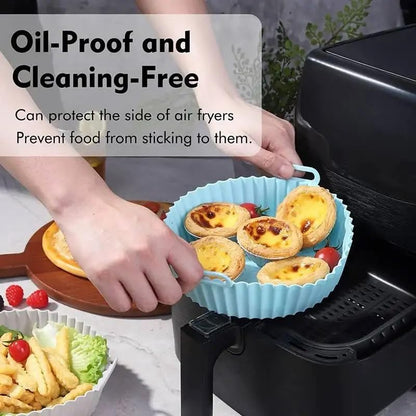 EZ Living 2pcs Silicone Basket for air Frying uses for Non Sticky air Fryer Liners Air Fryer Basket Replacement Non-Stick Air Fryer Basket Air Fryer Basket Insert Removable Air Fryer Basket