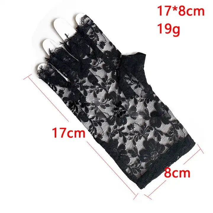 EZ LIVING 1 pair ladies lace gloves for women and girls for half finger Stunning Half Finger Lace Gloves for Your Bridal Ensemble