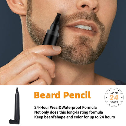 EZ LIVING Water Proof Beard Color Pencil For Men, Long Lasting Coverage, Male Mustache Repair Shape, Beard, Moustache & Eyebrows, Micro-Fork Tip For Seamless Application (Pack of 1) - Black