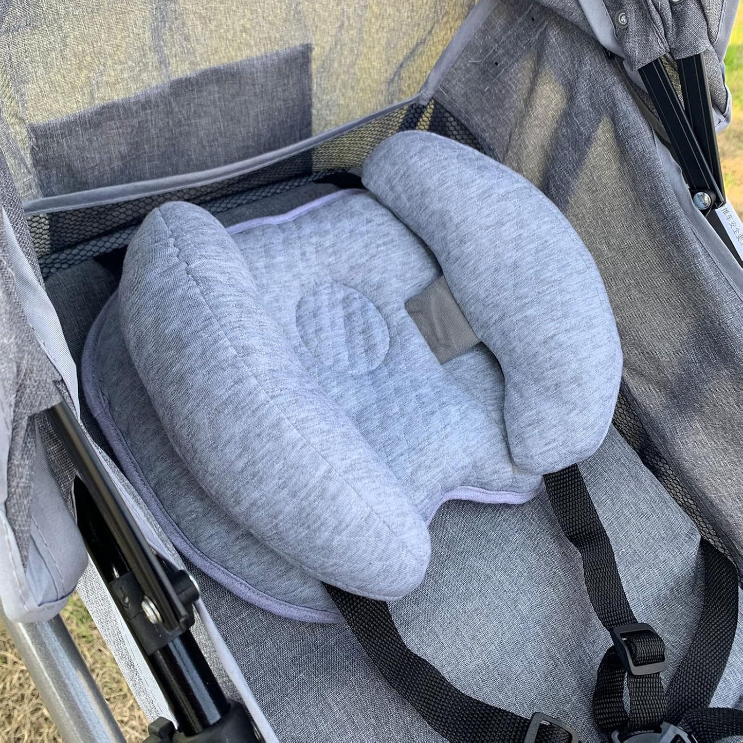 EZ LIVING 2 in 1 Baby Travel Pillow - Banana Shape Adjustable Baby Neck Head Support Car Seat Insert Pillow for Kids,Headrest Pillows for Cars, Gray