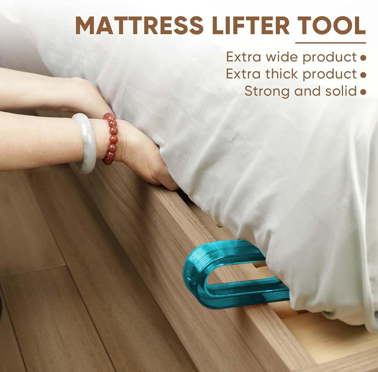 EZ LIVING 2 in 1 Mattress Lifter Stand & New Bed sheet Tucker Tool (Pack of 2) Durable and Efficient/Ergonomic Handle/Relieves Back Pain/Easy Bed Making Tool Can Tuck Sheets/Holds Mattress Wedge Elevator