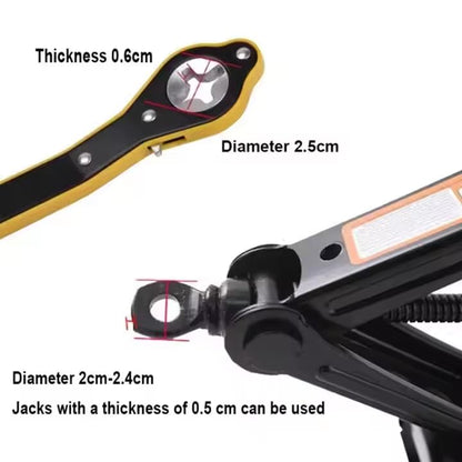 EZ LIVING Universal Ratchet Scissor Jack Handle Wrench – 13.4" Car Jack Crank Tool with Socket Adapter | Durable Steel Tire Lift Repair Tool for Vehicle, SUV, Trailer, Van, and RV – Yellow & Black