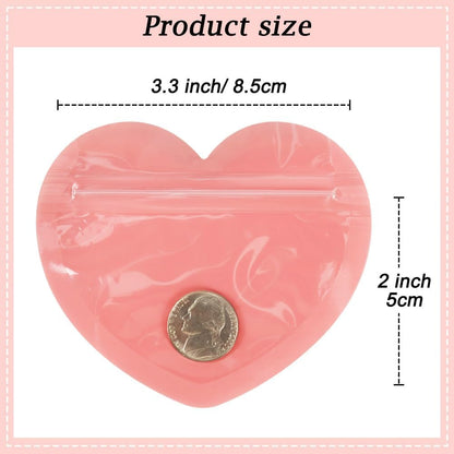 EZ LIVING 100 Pieces Smell Proof Mylar Heart-Shaped Packaging Bags - Clear Resealable Foil Pouch for Lip-Gloss, Jewelry, Eyelash - Small Business Plastic Packaging