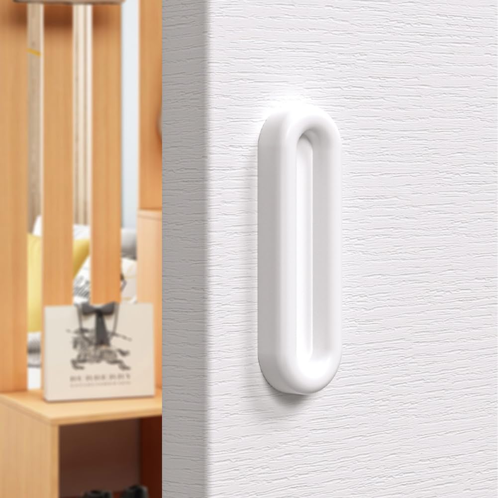 EZ LIVING 4 Pcs Self Adhesive Handles for Sliding Window Cabinets Drawers Pulls Self-Stick on Handles for Door Auxiliary (White)