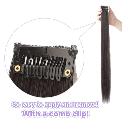 EZ LIVING Straight One Color Hair Streak, 4pcs Hair Extensions, Hair Colour Strips, Artificial Hair For Women, Hair Wig For Women And Girls (Black)