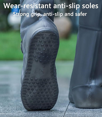EZ LIVING 13 inch Tall Silicone Shoe Cover Waterproof, Double-Breasted Waterproof Layer Shoes Cover for Rainy Season, Anti Slip and Wear-Resistant, Reusable Non-Slip Shoe Rain Cover