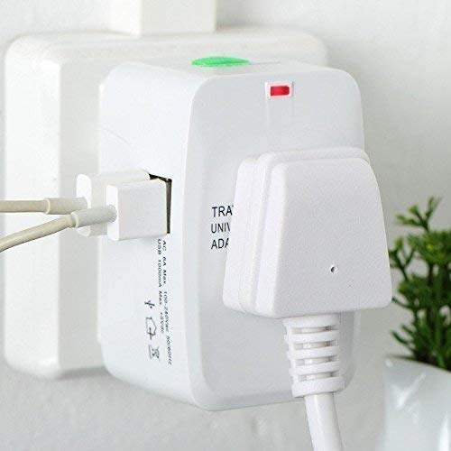 EZ LIVING Universal Travel Plug Adapter Worldwide International All in One Portable Travel Adapter Wall AC Power Plug Adapter Wall Charger with Dual USB Charging Ports for USA EU UK AUS Cell Phone Mobile Laptop