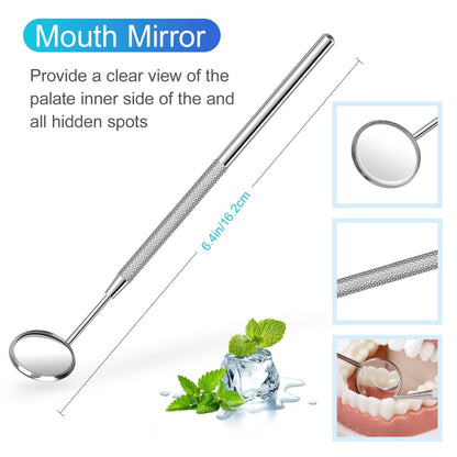 EZ LIVING 3 Pieces Dental Pick Tools Kit Teeth Cleaning Calculus Remover Tool for Dentist Personal Using Pets Oral Care Set with Dental Mirror Dental Tartar Scraper Dental Probe and Storage Box