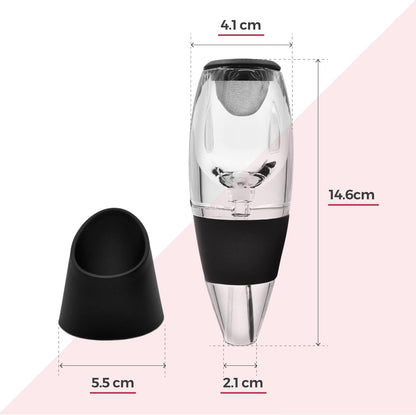 EZ LIVING Wine Aerator Glass Red Wine Decanter Pourer with Base – Elegant Gift Set for Wine Lovers – Perfect for Christmas, New Year Parties & Special Occasions_Black