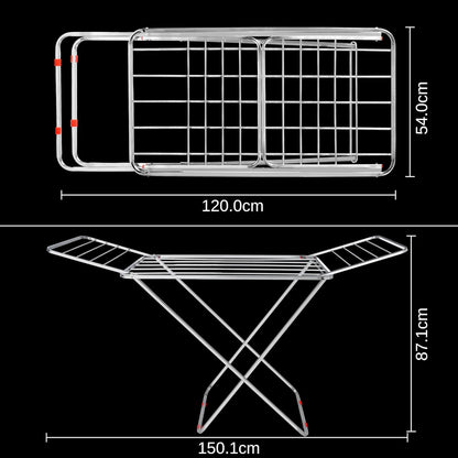 EZ LIVING Stainless Steel Foldable Cloth Dryer Stand Double Rack Cloth Stands for Drying Clothes Steel (Cross), 150x54x87 cm