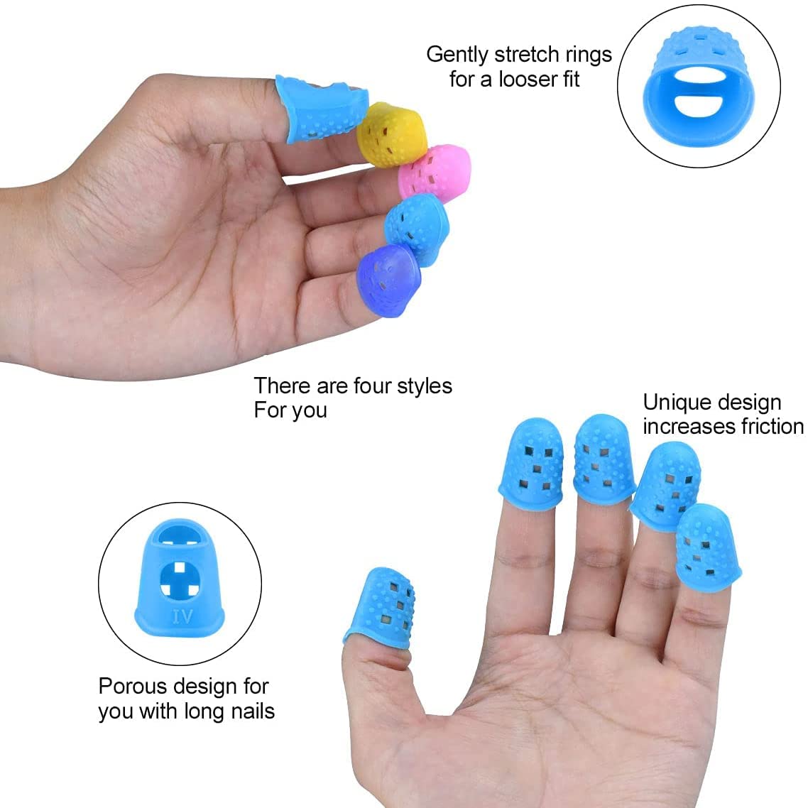 EZ LIVING 10pcs Guitar Silicone Finger Protector Color Fingertip Protection Covers Caps for Stringed Instruments, Sewing and Embroidery (Random Color)