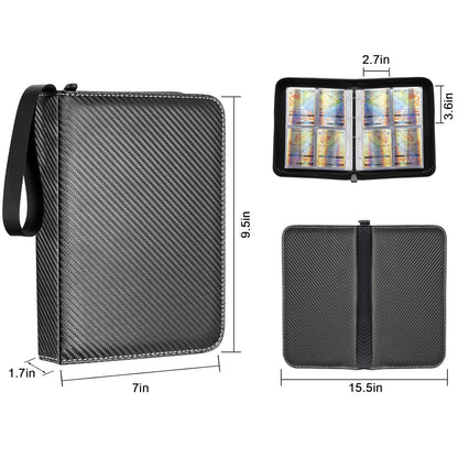 EZ LIVING 4 Pocket Card Binder Premium Zipper Bag Trading Card Binder 400 Double Sided Pocket PU Card Collection Binder Collector Card Album Card Folder for MTG, TCG, Sports Cards, Game Cards (Black)