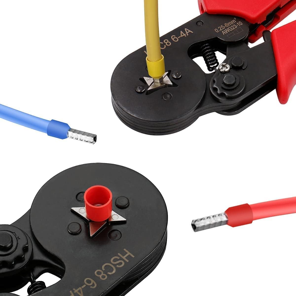 EZ LIVING Wire Crimping Tool Kit Ferrule Crimping Plier with 1200pcs Terminals Ferrule Wire Copper Crimp Connector & Crimper Plier Self Adjusting Electrician Ratchet (Wire Crimper)