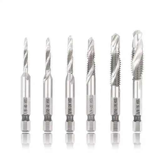 EZ LIVING 6pcs set silver color drill bits for M3 to M6 and M8,M10 Unlocking the Potential of High Speed Steel Hand Tap Drill Bits for Efficient Thread Metric Plug Drilling