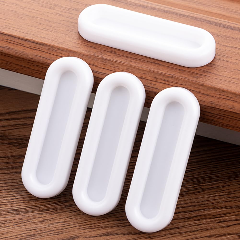 EZ LIVING 4 Pcs Self Adhesive Handles for Sliding Window Cabinets Drawers Pulls Self-Stick on Handles for Door Auxiliary (White)