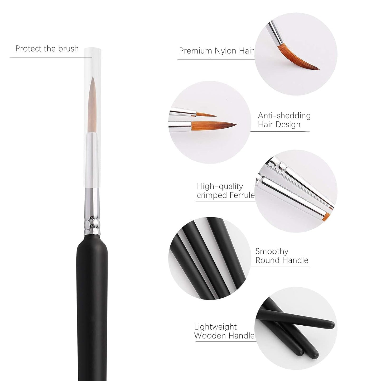 EZ LIVING 11PCS Miniature Paint Brushes, Detail Fine Tip Paint Brushes Set with Ergonomic Handle - Suitable for Acrylic Painting, Oil, Face, Nail, Scale Model Painting