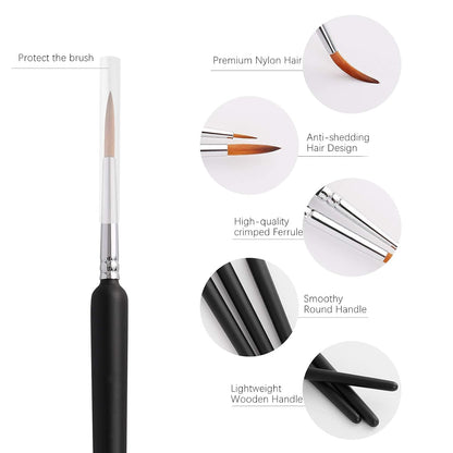 EZ LIVING 11PCS Miniature Paint Brushes, Detail Fine Tip Paint Brushes Set with Ergonomic Handle - Suitable for Acrylic Painting, Oil, Face, Nail, Scale Model Painting