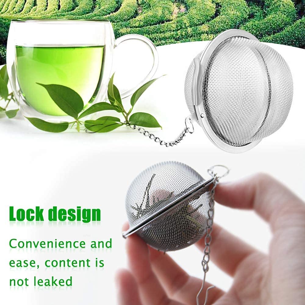 EZ LIVING Stainless Steel Tea Ball Strainer Mesh Infuser Filter Reusable Spice Filter Ball Herbs Infuser with Extended Chain Hook for Loose Leaf Tea & Spices Seasoning (Small 2 Pcs)