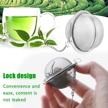 EZ LIVING Stainless Steel Tea Ball Strainer Mesh Infuser Filter Reusable Spice Filter Ball Herbs Infuser with Extended Chain Hook for Loose Leaf Tea & Spices Seasoning (Small 2 Pcs)