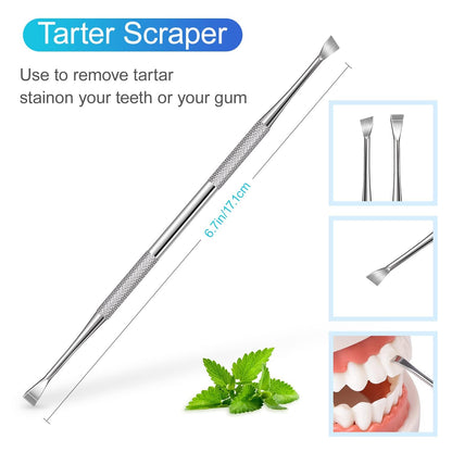 EZ LIVING 3 Pieces Dental Pick Tools Kit Teeth Cleaning Calculus Remover Tool for Dentist Personal Using Pets Oral Care Set with Dental Mirror Dental Tartar Scraper Dental Probe and Storage Box