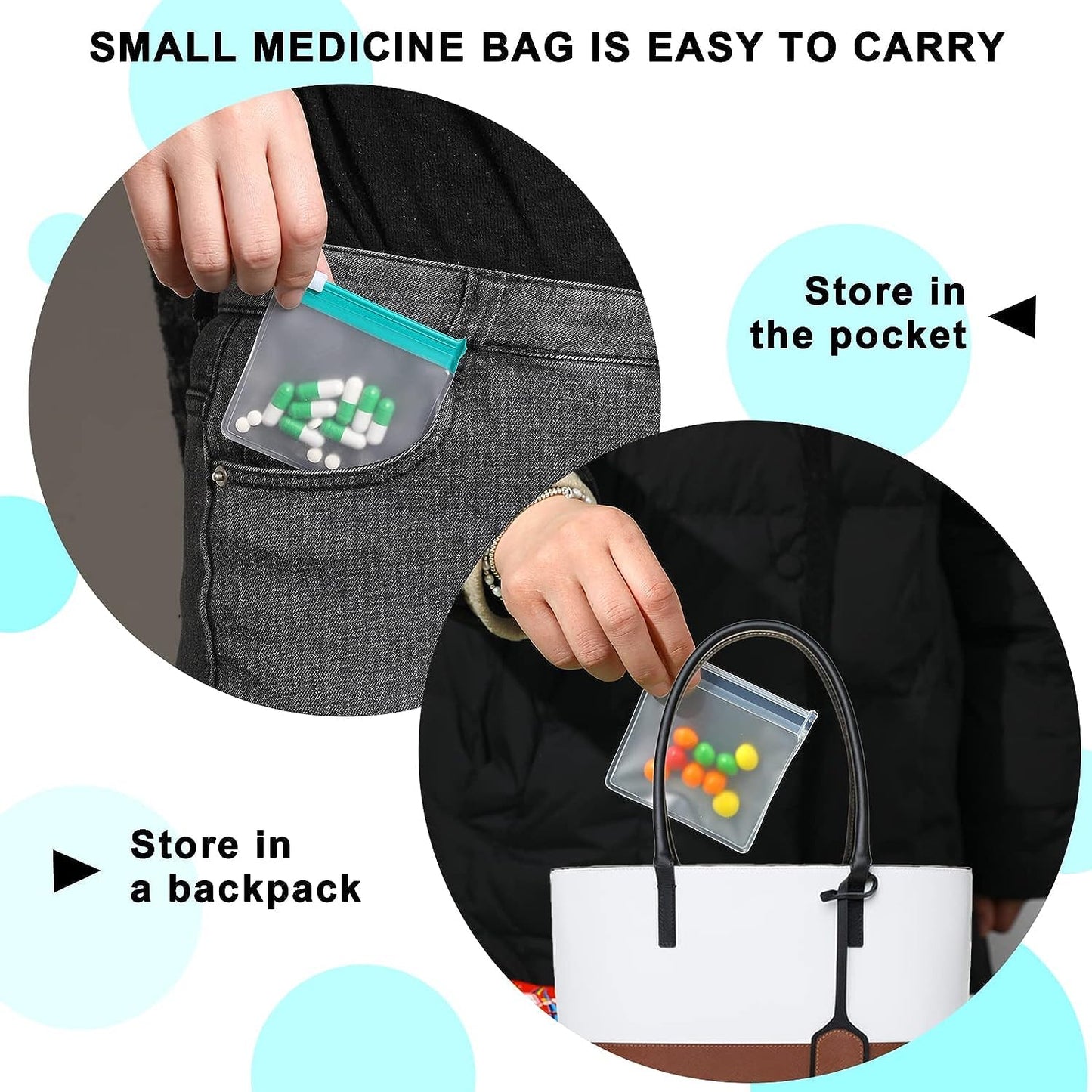 EZ LIVING 12 Pieces Pill Pouch Reusable Pill Pouch Bags Pill Bags Small Portable Pill Baggies Storage Pouches with Slide Lock Travel Plastic Pill Bags with Slide Lock for Pills Small Items