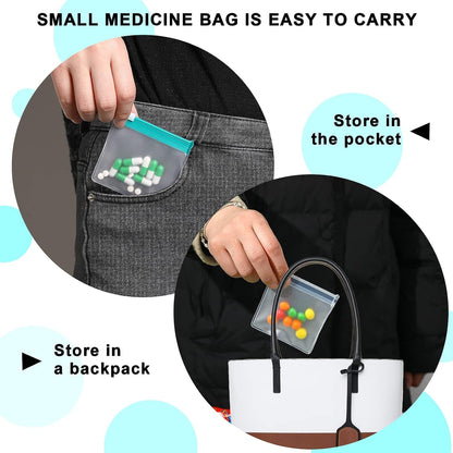 EZ LIVING 12 Pieces Pill Pouch Reusable Pill Pouch Bags Pill Bags Small Portable Pill Baggies Storage Pouches with Slide Lock Travel Plastic Pill Bags with Slide Lock for Pills Small Items