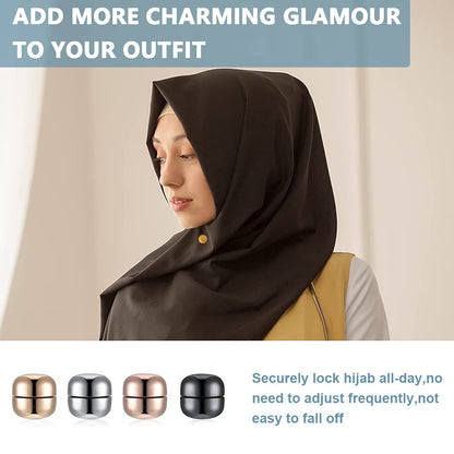 EZ LIVING 4 Pairs Hijab Pins Round Hijab Magnetic Pins for Women Girls Multi-Use Pinless Magnet Pins for Hijab Muslim Scarf Saree Pins Clothing Button Clip