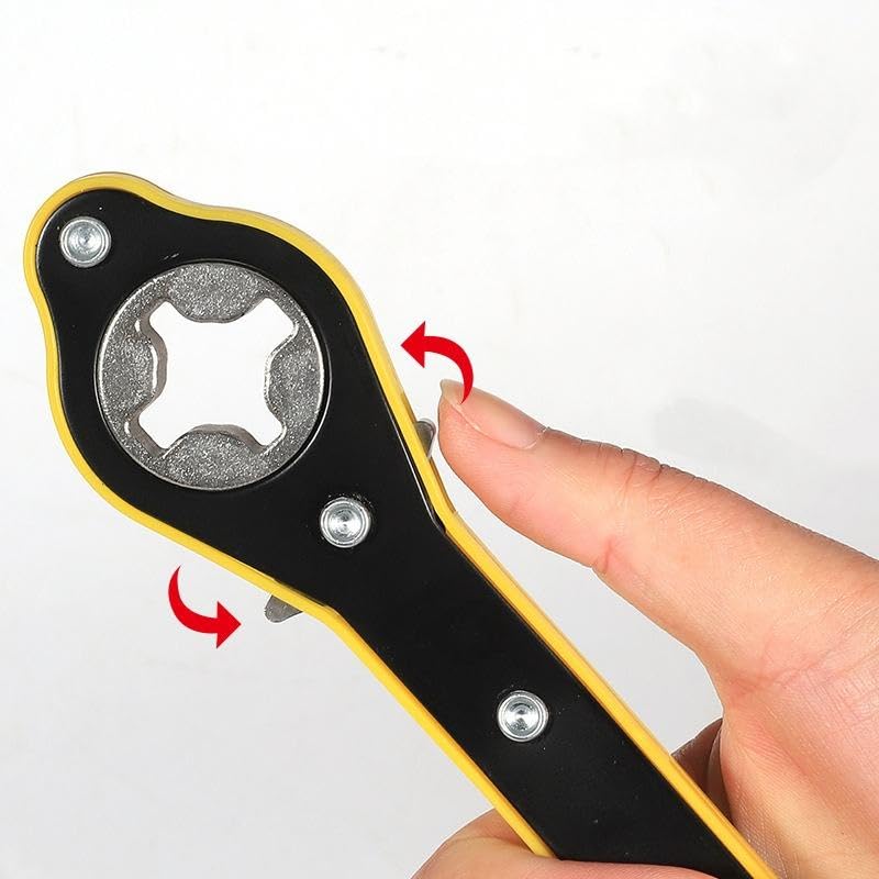 EZ LIVING Universal Ratchet Scissor Jack Handle Wrench – 13.4" Car Jack Crank Tool with Socket Adapter | Durable Steel Tire Lift Repair Tool for Vehicle, SUV, Trailer, Van, and RV – Yellow & Black
