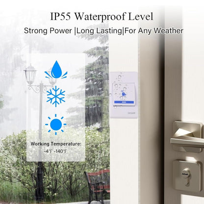 EZ LIVING Wireless Doorbell - Long Range Over 100 Ft, 32 Rings Bell, Battery Powered Door Bell Chime with LED Flash Wireless Calling Bell for Home, Office, Shop