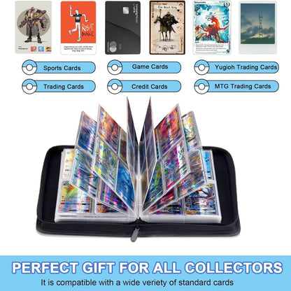 EZ LIVING 4 Pocket Card Binder Premium Zipper Bag Trading Card Binder 400 Double Sided Pocket PU Card Collection Binder Collector Card Album Card Folder for MTG, TCG, Sports Cards, Game Cards (Black)