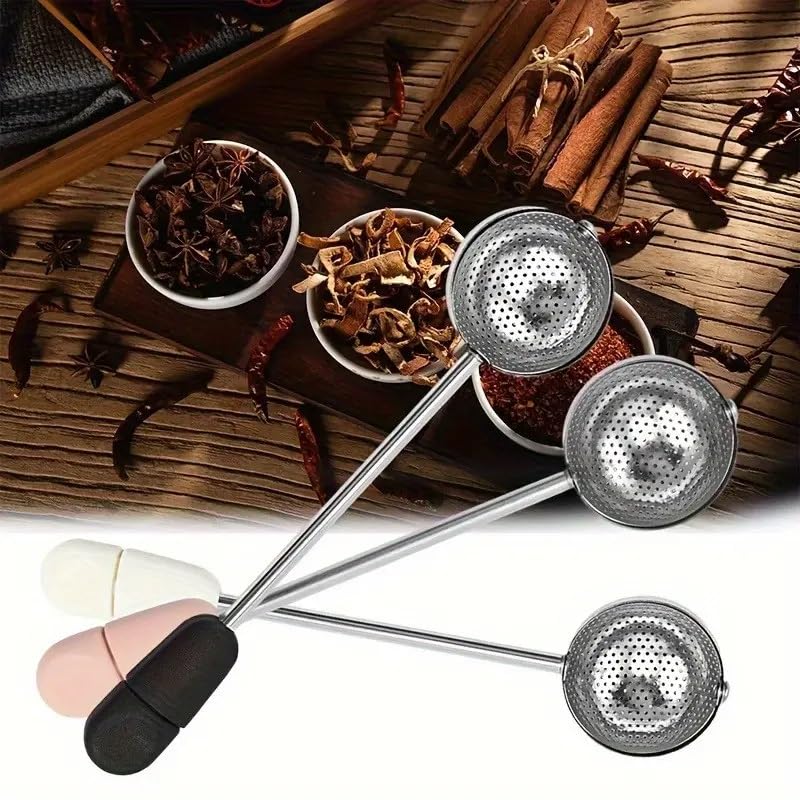 EZ LIVING Premium Stainless Steel Tea Infuser with Fine Mesh, Long Handle, and Easy-Remove Design for Loose Leaf Tea Brewing