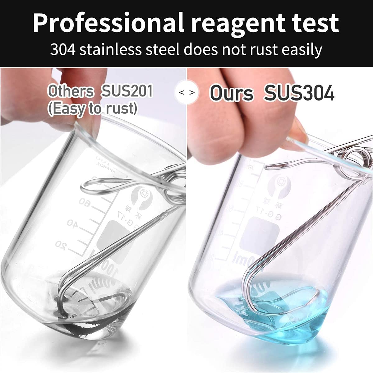 EZ LIVING 10 Pcs 304 Stainless Steel Metal Long Tail Clip With Hooks Clothes Pins Hanging Universal Clips For Kitchen Bathroom Office