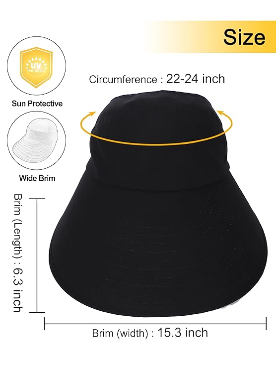 EZ LIVING Sun Hats for Women Wide Brim Visor UV Protection Hat for Beach Summer Packable Hat