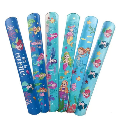 EZ LIVING 12pcs random pattern slap bracelets for children for kids party return gift Enchanting Mermaid Theme Ideas for Kids' Birthday Party Return Gifts Mermaid Slap Bracelet Bands Add Magic to Your Child's Birthday Party