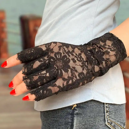 EZ LIVING 1 pair ladies lace gloves for women and girls for half finger Stunning Half Finger Lace Gloves for Your Bridal Ensemble