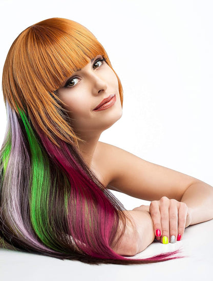 EZ LIVING 4pcs black hair extension for hair streak for women and girls Stunning Straight One Color Hair Streak Hair Extensions for Instant Glamour