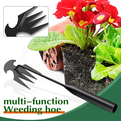 EZ LIVING Weed Puller Tool Garden Weed Pulling Tool– 15.7” Portable Garden Weeder, 4 Teeth Manganese Steel Forged Hand Tool for Uprooting Weeds, Ideal for Gardening (1PCS)
